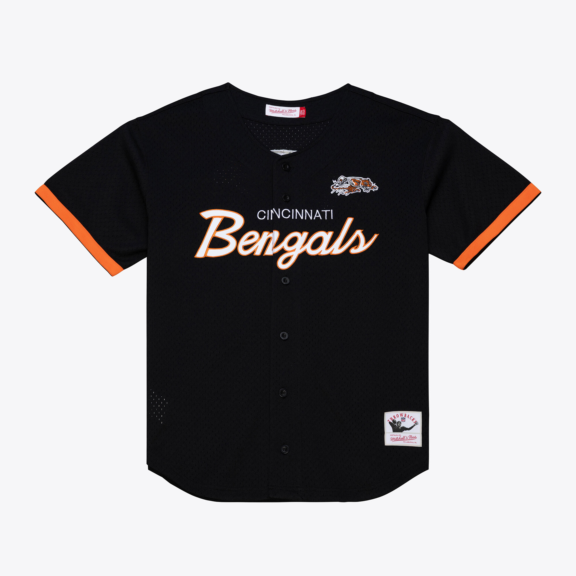 Men's Mitchell & Ness Black Cincinnati Bengals Head Coach Mesh Full-Button Fashion Jersey