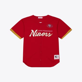 Men's Mitchell & Ness  Scarlet San Francisco 49ers Head Coach Mesh Full-Button Fashion Jersey