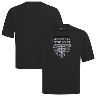 Men's Levelwear  Black Minnesota Twins Oversized Luxe Signature Knit Buckler T-Shirt