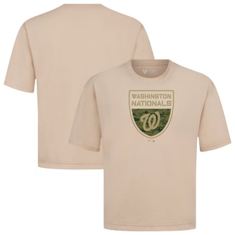 Men's Levelwear  Khaki Washington Nationals Oversized Luxe Signature Knit Buckler T-Shirt