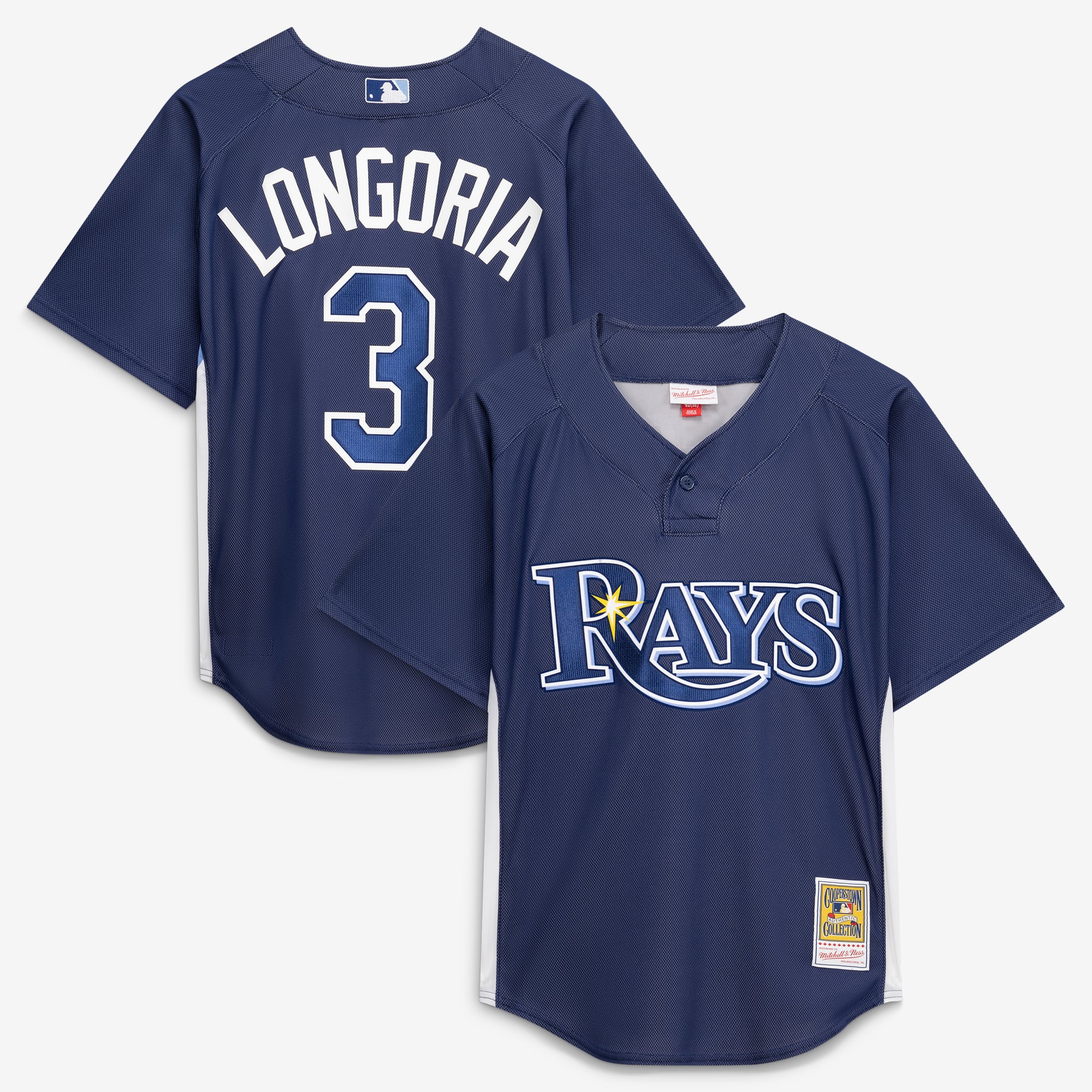 Men's Mitchell & Ness Evan Longoria Navy Tampa Bay Rays Authentic Batting Practice Jersey