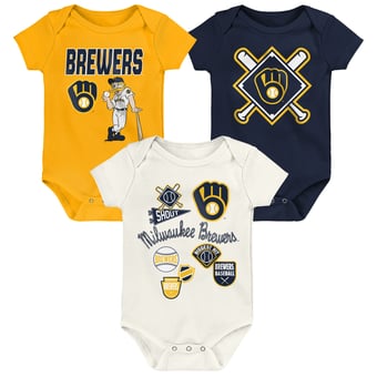 Infant Outerstuff Milwaukee Brewers Home Plate 3-Piece Bodysuit Set