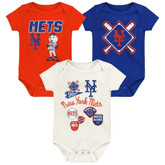 Infant Outerstuff New York Mets Home Plate 3-Piece Bodysuit Set