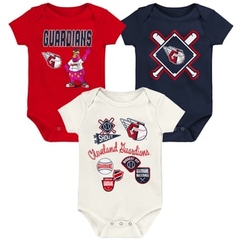 Infant Outerstuff Cleveland Guardians Home Plate 3-Piece Bodysuit Set