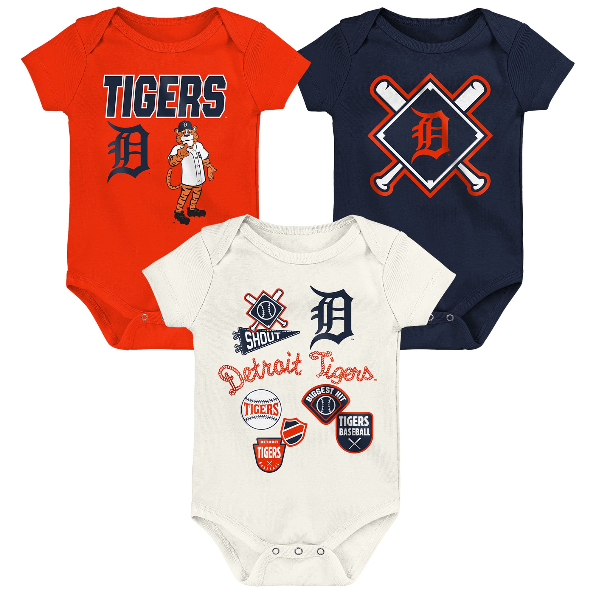 Infant Outerstuff Detroit Tigers Home Plate 3-Piece Bodysuit Set