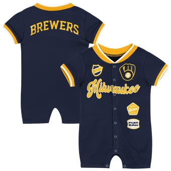 Infant Outerstuff Navy Milwaukee Brewers Pinch Coverall