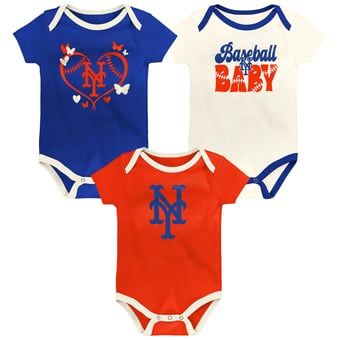 Infant Outerstuff  New York Mets Home Team 3-Pack Bodysuit Set