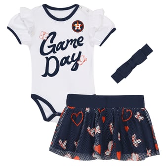 Girls Infant Outerstuff Houston Astros Bodysuit, Headband & Skirt Set