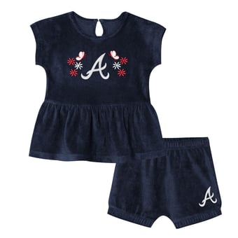 Girls Toddler Outerstuff  Navy Atlanta Braves Hop Base Fashion T-Shirt & Shorts Set