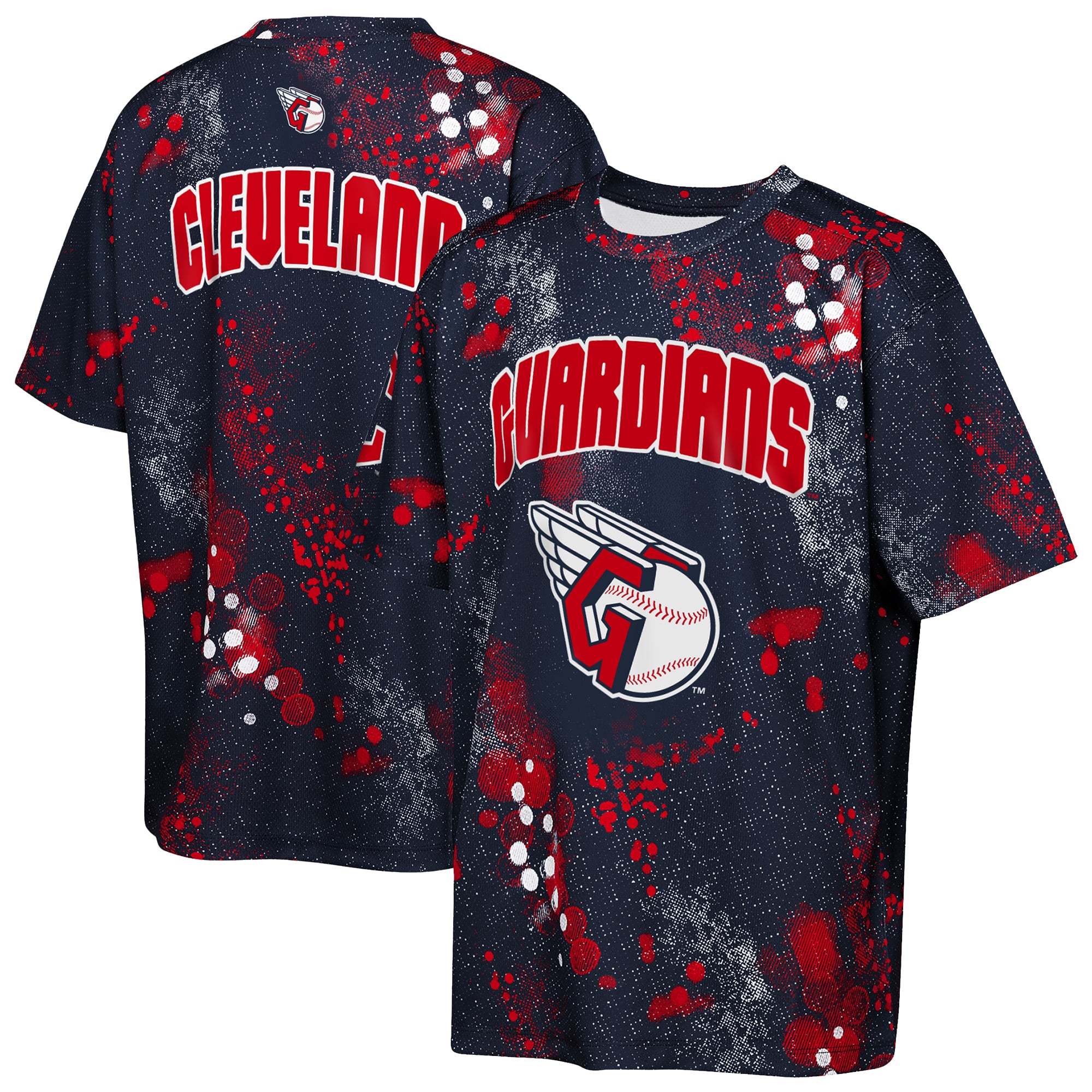 Youth Outerstuff Navy Cleveland Guardians Y2 Tech Stadium Lights T-Shirt