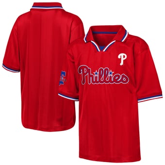 Youth Outerstuff Red Philadelphia Phillies Y2 Tech Stadium Fashion Collar T-Shirt