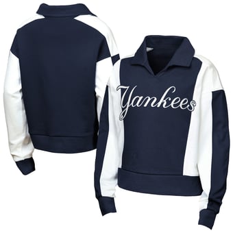 Girls Youth Outerstuff  Navy New York Yankees Tech Curve Ball Sweatshirt