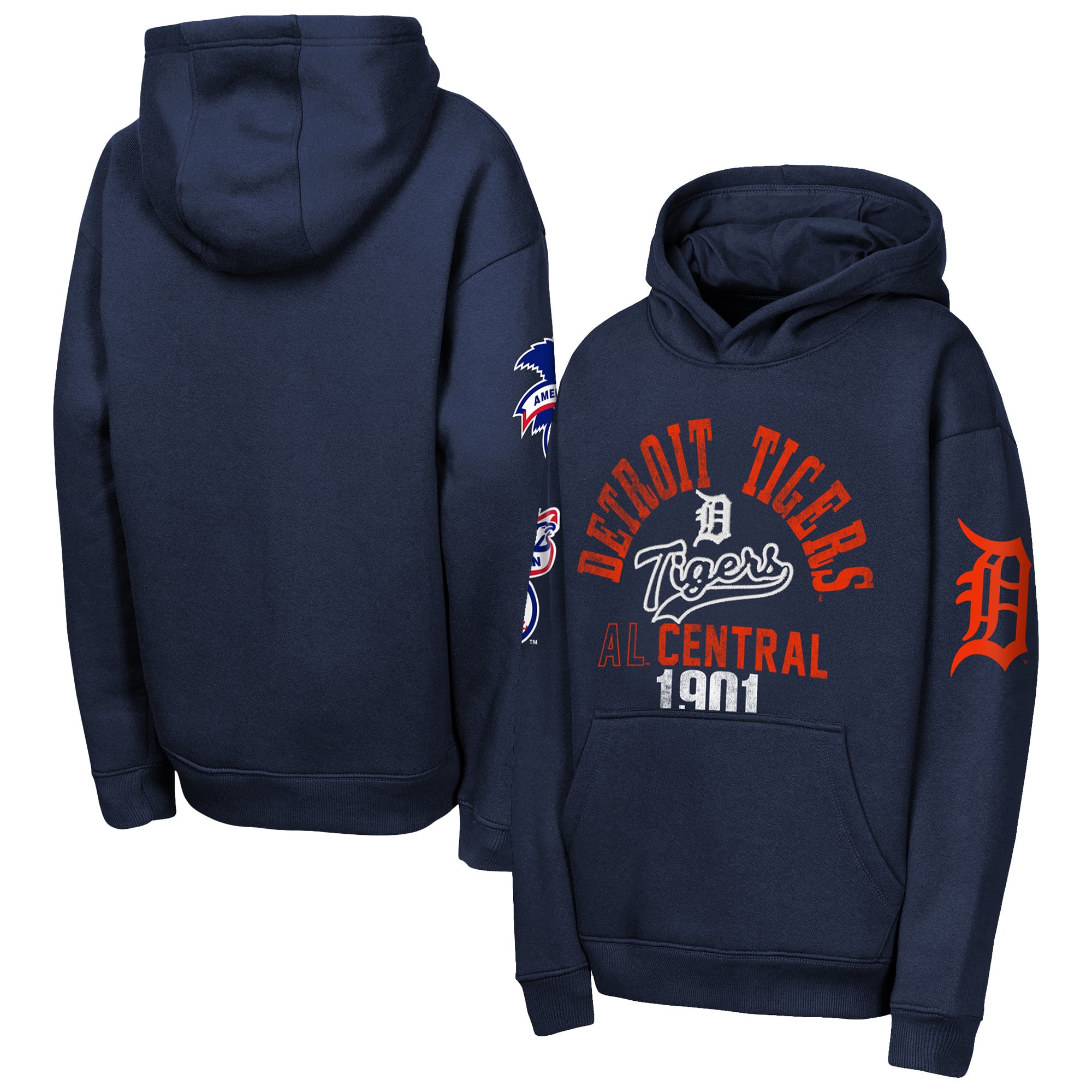 Youth Outerstuff  Navy Detroit Tigers Premium Sweep Fleece Hoodie