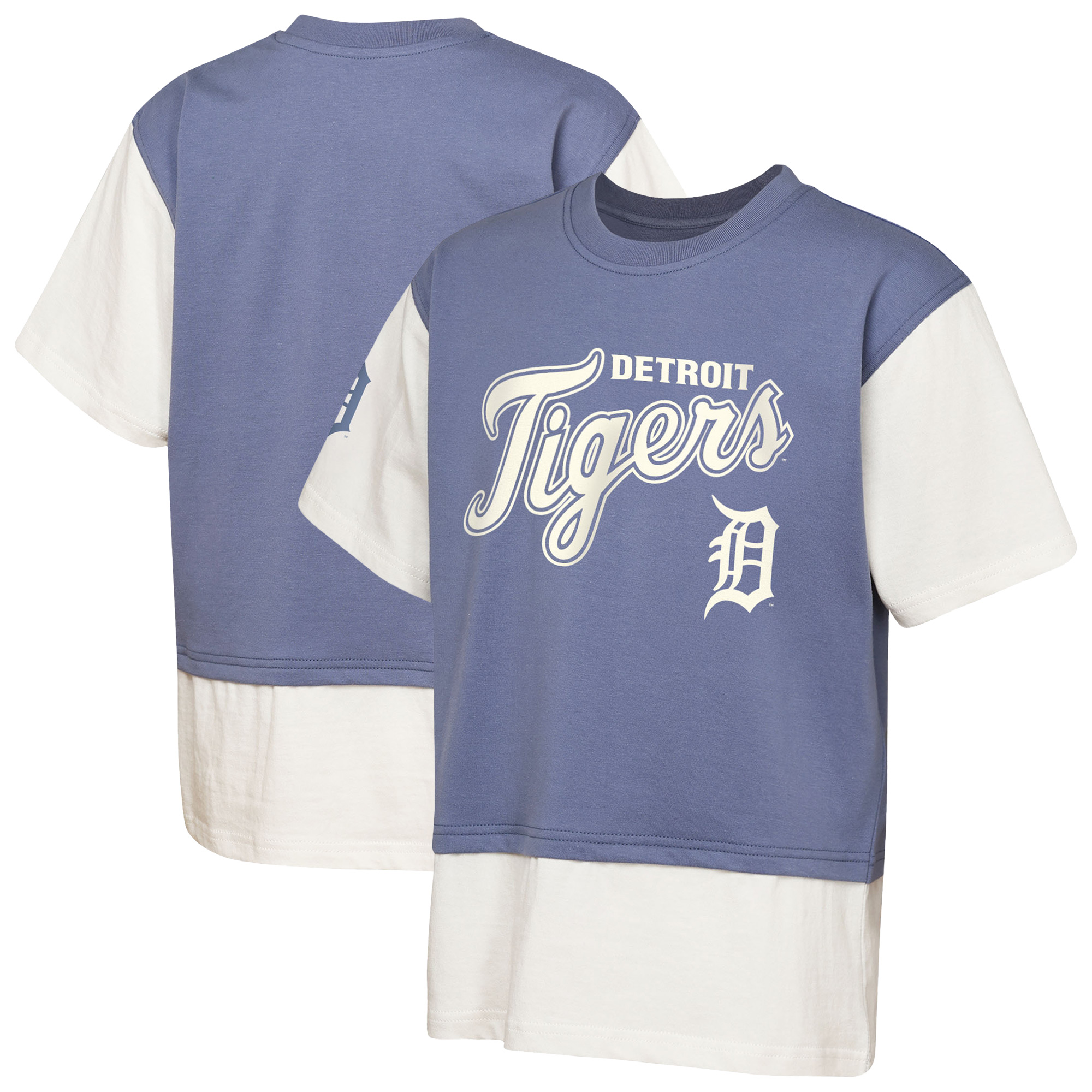 Youth Outerstuff  Navy/Cream Detroit Tigers Ultimate Pastels Premium Double Run T-Shirt