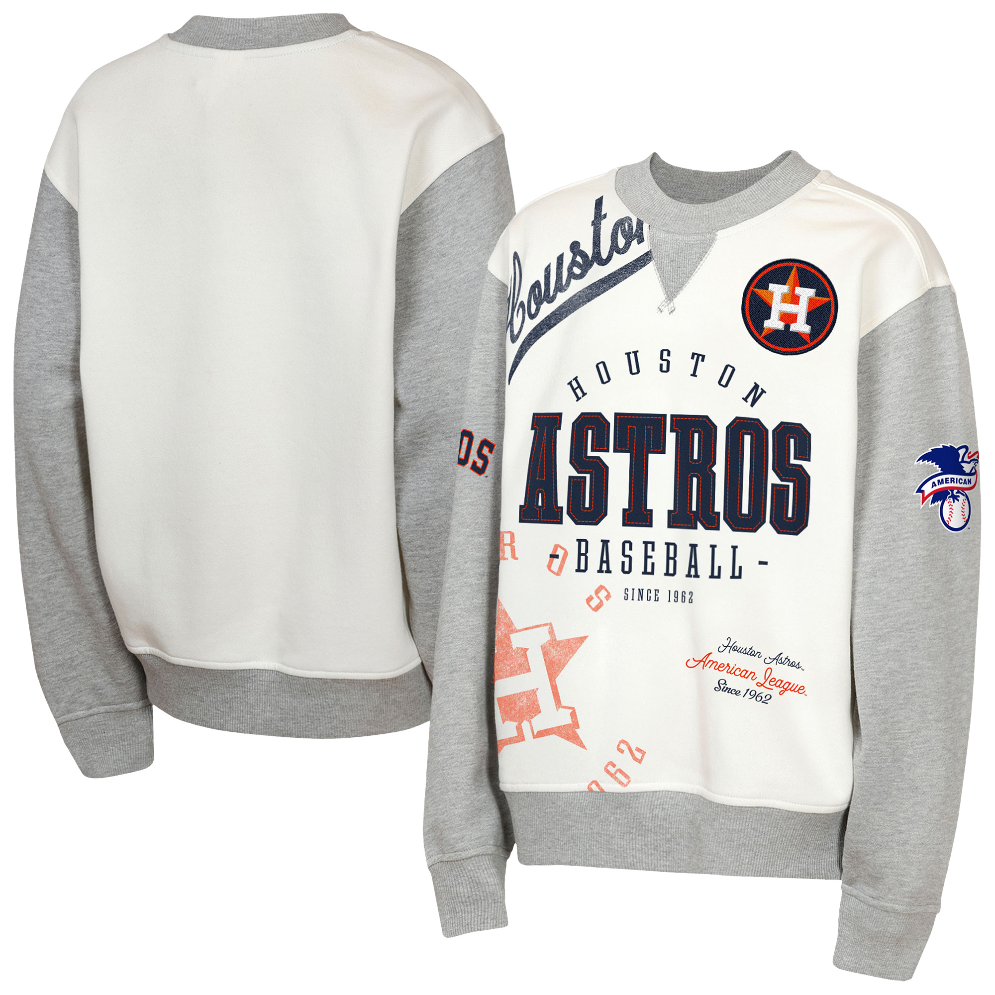 Youth Outerstuff Cream/Gray Houston Astros Big League Power Hit Fleece Sweatshirt Youth Outerstuff Cream/Gray Houston Astros Big League Power Hit Fleece Sweatshirt