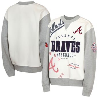 Youth Outerstuff  Cream/Gray Atlanta Braves Big League Power Hit Fleece Sweatshirt