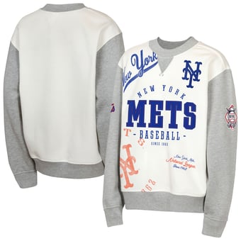 Youth Outerstuff  Cream/Gray New York Mets Big League Power Hit Fleece Sweatshirt