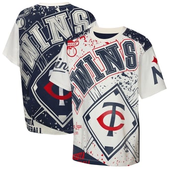 Youth Outerstuff Cream Minnesota Twins Big League Top Player Bold All-Over-Print T-Shirt