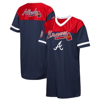 Girls Youth Outerstuff  Navy Atlanta Braves Big League Cheer V-Neck T-Shirt Dress
