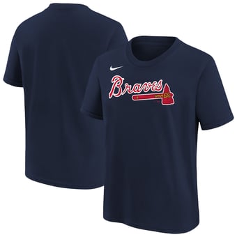 Youth Nike Athletic Navy Atlanta Braves Wordmark T-Shirt