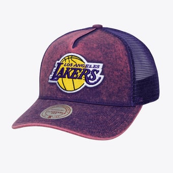 Men's Mitchell & Ness  Purple Los Angeles Lakers Gameday Snow Wash Adjustable Trucker Hat
