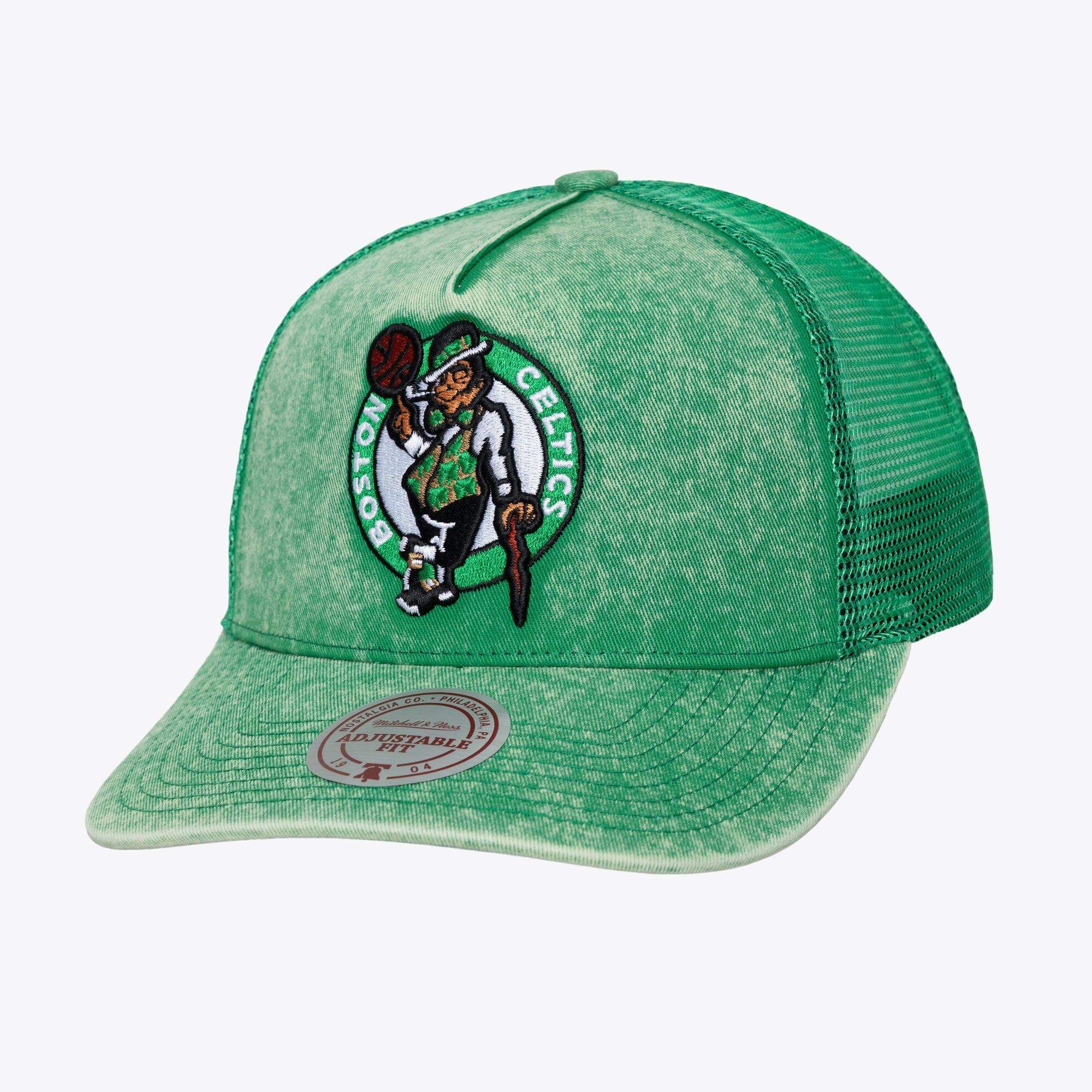 Men's Mitchell & Ness  Kelly Green Boston Celtics Gameday Snow Wash Adjustable Trucker Hat