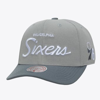 Men's Mitchell & Ness Gray Philadelphia 76ers Thunderstorm Head Coach Pro Crown Snapback Hat