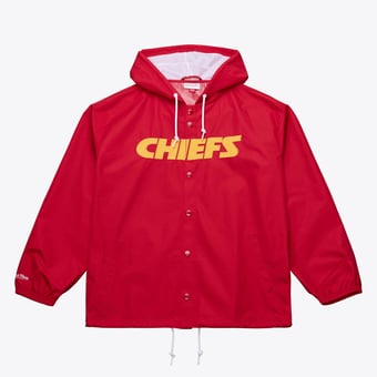 Men's Mitchell & Ness Red Kansas City Chiefs Coaches Full-Snap Hooded Windbreaker Jacket