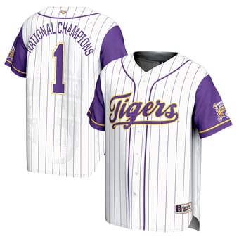Youth GameDay Greats #1 White LSU Tigers 2025 NCAA Men's Baseball College World Series Champions Lightweight Baseball Jersey