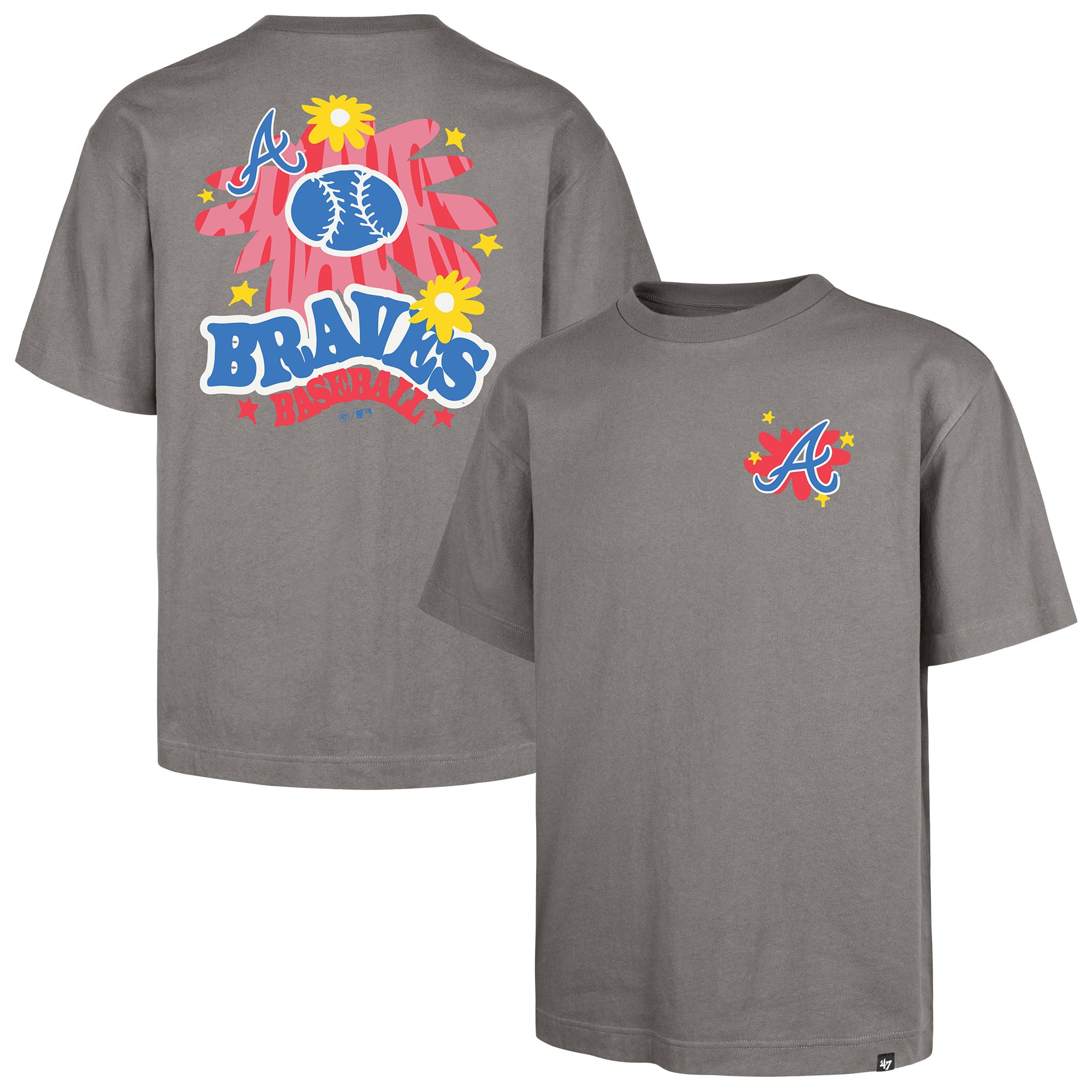 Men's '47 Gray Atlanta Braves Flora Foundation T-Shirt