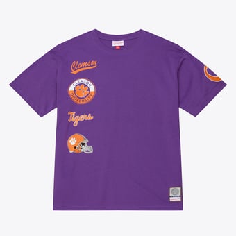 Men's Mitchell & Ness Purple Clemson Tigers Double Clutch Premium T-Shirt