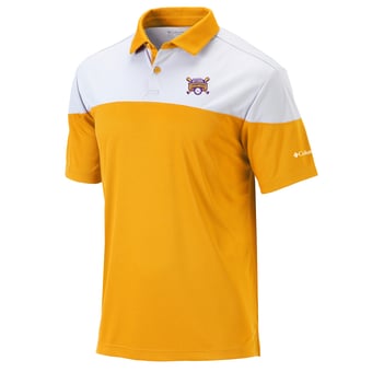 Men's Columbia Gold LSU Tigers 2025 NCAA Baseball Men's College World Series Champions Omni-Wick Best Ball Polo