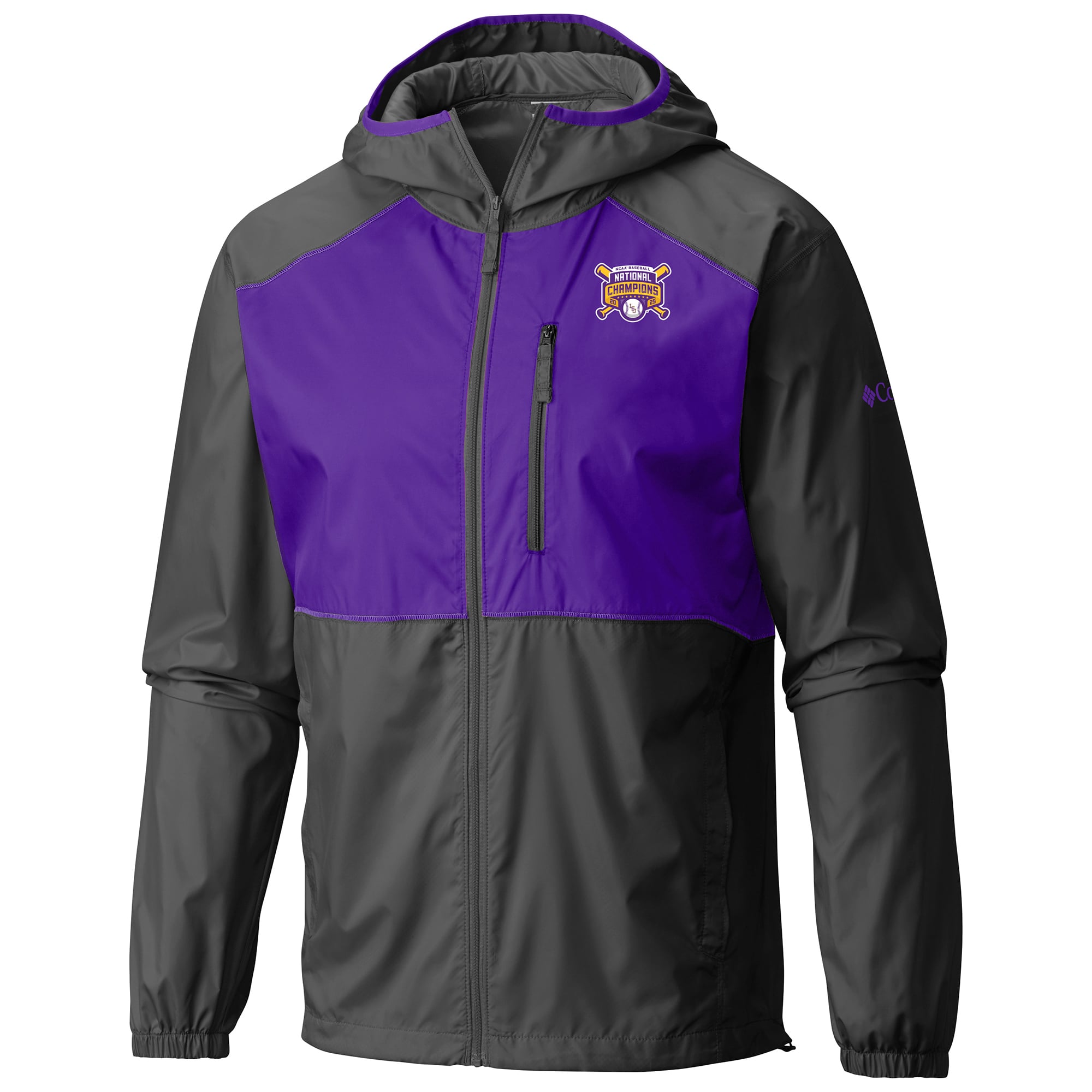 Men's Columbia Purple LSU Tigers 2025 NCAA Baseball Men's College World Series Champions Flash Forward Full-Zip Windbreaker
