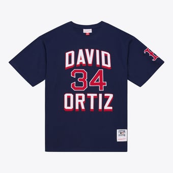 Men's Mitchell & Ness David Ortiz Navy Boston Red Sox  Player Collection Premium T-Shirt