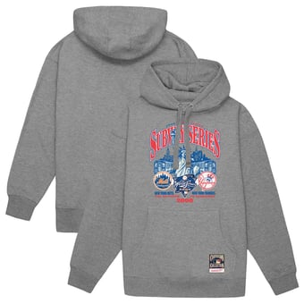 Men's Mitchell & Ness Heather Gray New York Yankees vs. New York Mets 2000 World Series Pullover Hoodie