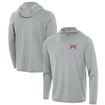 Men's Antigua Heather Gray LSU Tigers 2025 NCAA Baseball Men's College World Series National Champions Tidy Quarter-Zip Hoodie