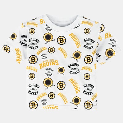 Infant Outerstuff White Boston Bruins Run Down Allover Print T-Shirt