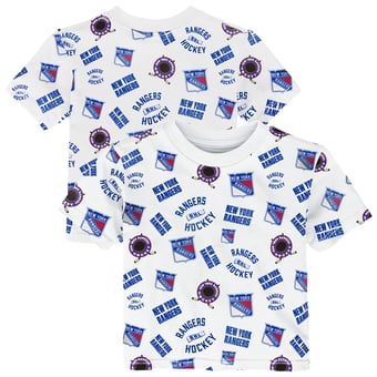 Toddler Outerstuff White New York Rangers Run Down Allover Print T-Shirt