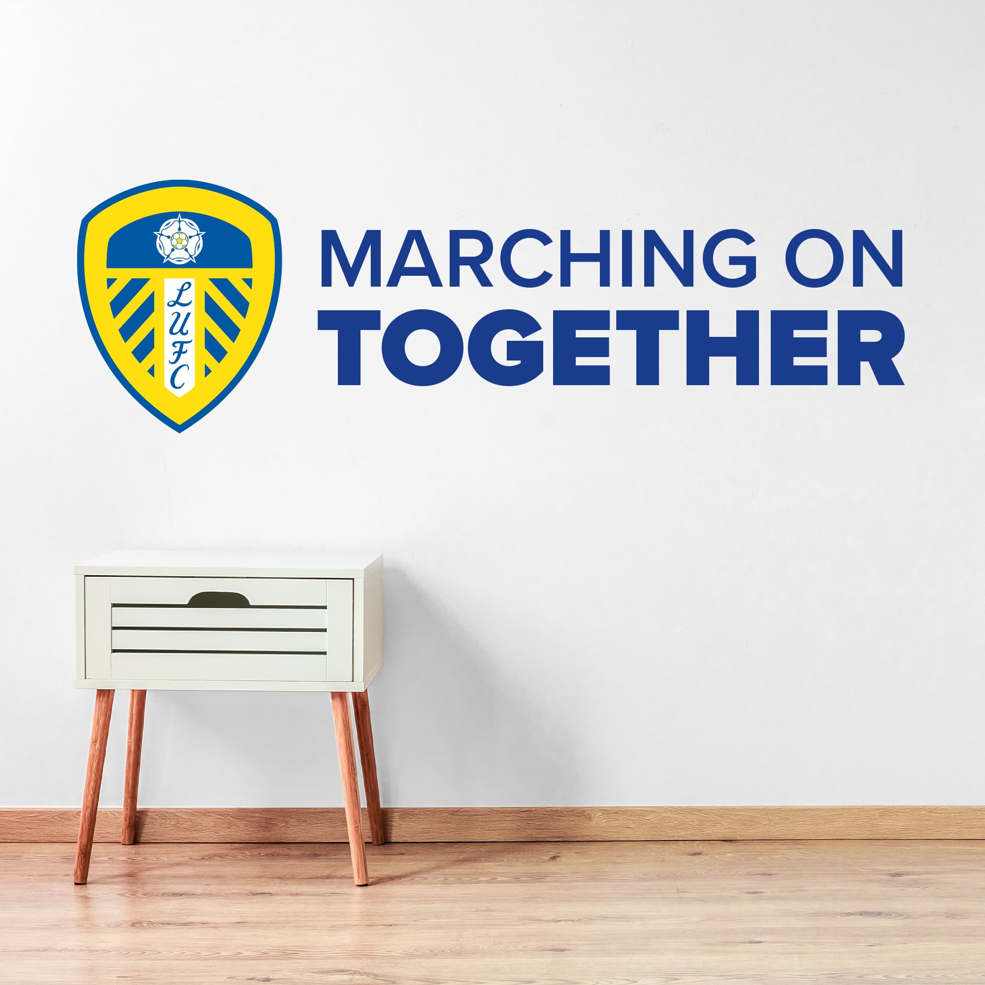 Leeds United Crest and Marching on Together Wall Sticker - 90cm x 30cm
