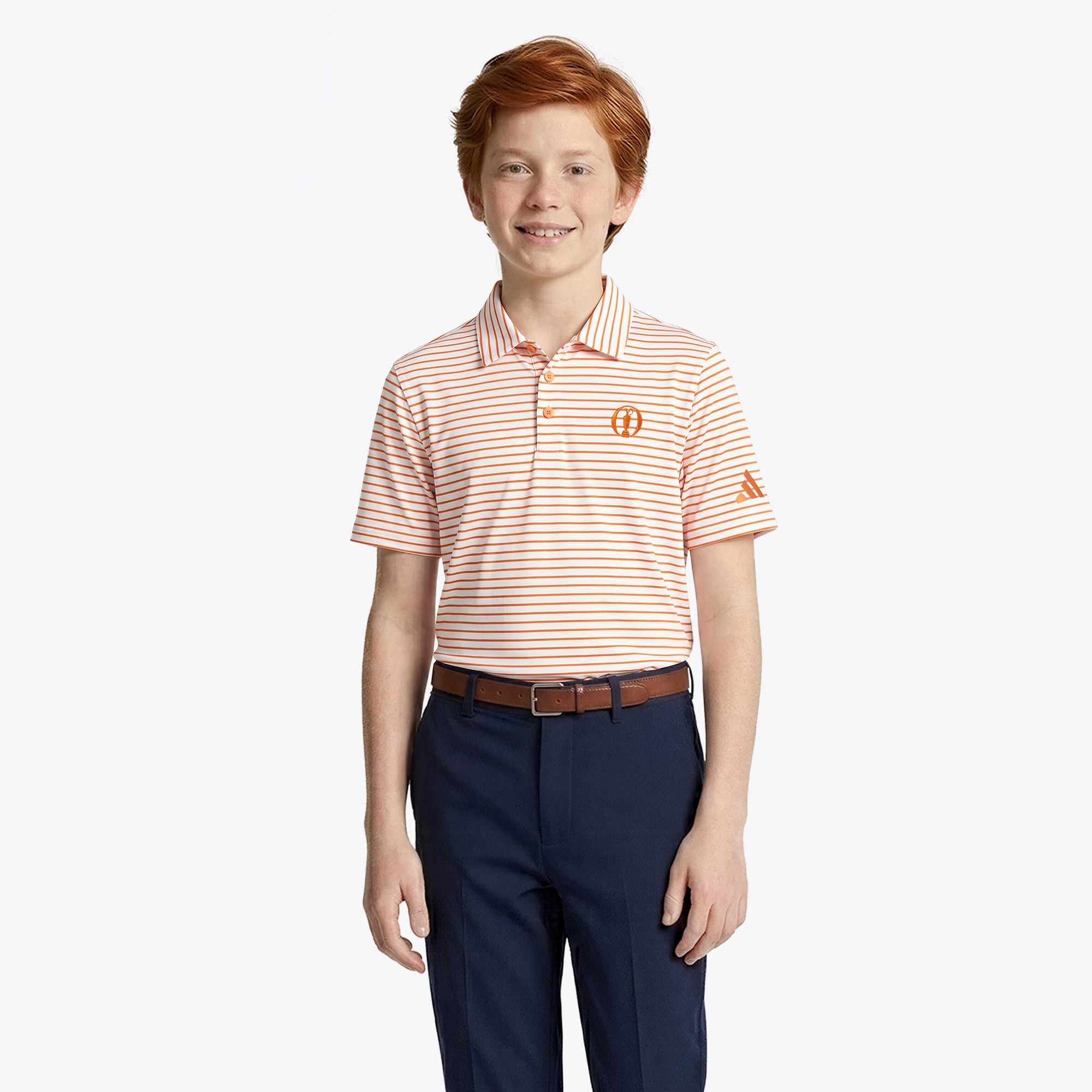 Polo a righe The Open adidas Climacool - Arancia - Junior