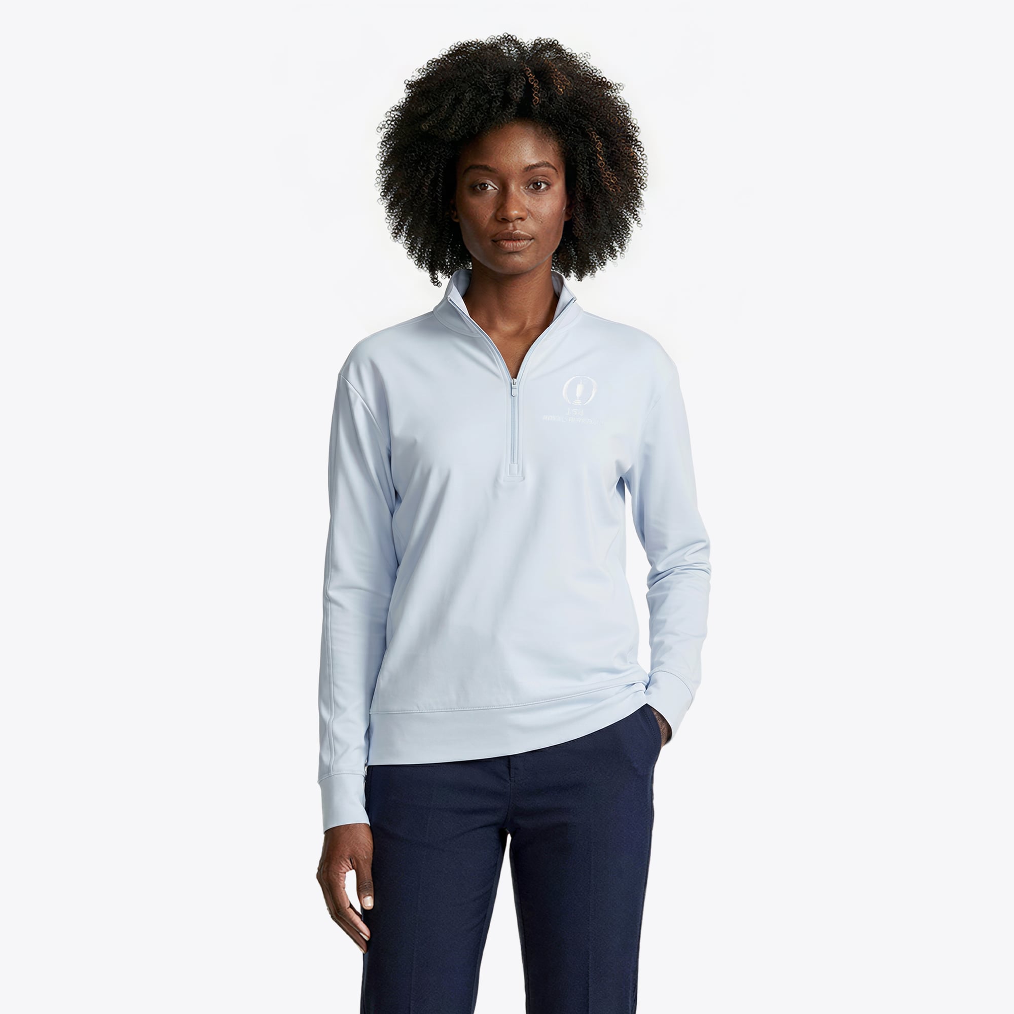 Felpa da donna AIG Open Blu royal Lytham & St Annes 2026 Adidas Ultimate365 Strato intermedio con zip a 1/4 - Azzurro - Donna