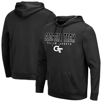 Men's Colosseum Black Georgia Tech Yellow Jackets Blackout 3.0 Pullover Hoodie