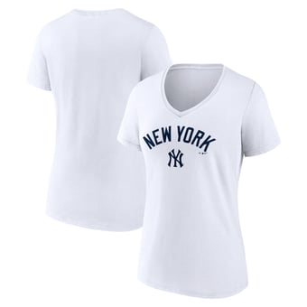 Women's White New York Yankees Team Lockup V-Neck T-Shirt