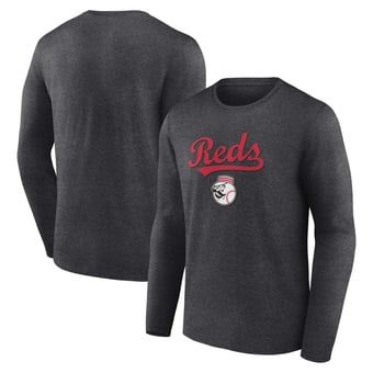 Men's Charcoal Cincinnati Reds Team Lockup Long Sleeve T-Shirt
