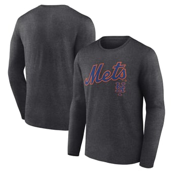 Men's Charcoal New York Mets Team Lockup Long Sleeve T-Shirt