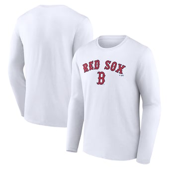 Men's White Boston Red Sox Team Lockup Long Sleeve T-Shirt