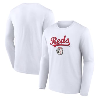 Men's White Cincinnati Reds Team Lockup Long Sleeve T-Shirt
