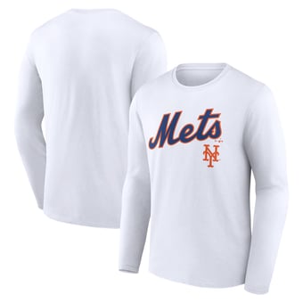 Men's White New York Mets Team Lockup Long Sleeve T-Shirt