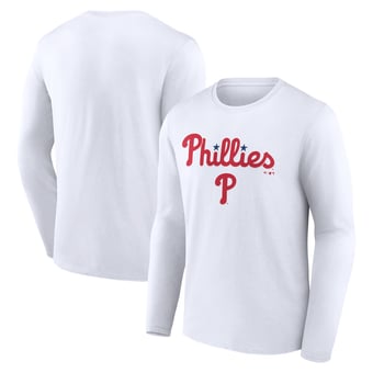 Men's White Philadelphia Phillies Team Lockup Long Sleeve T-Shirt