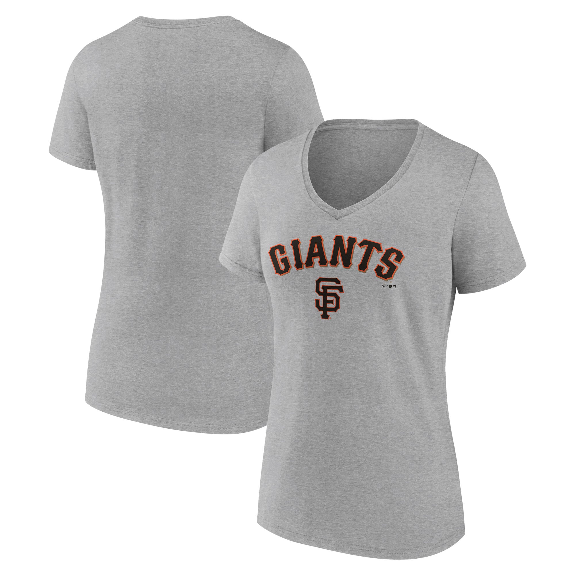 Women's Gray San Francisco Giants Team Lockup V-Neck T-Shirt